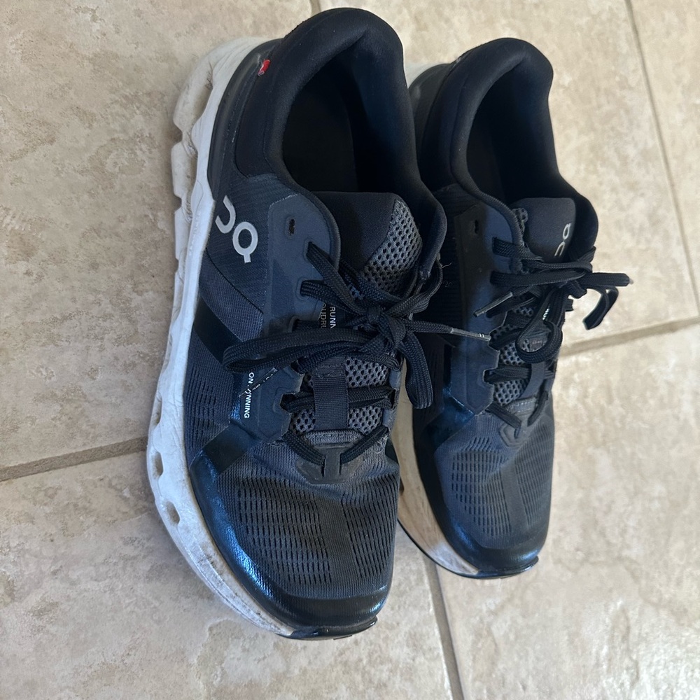 On Running Black and White Athletic Shoes